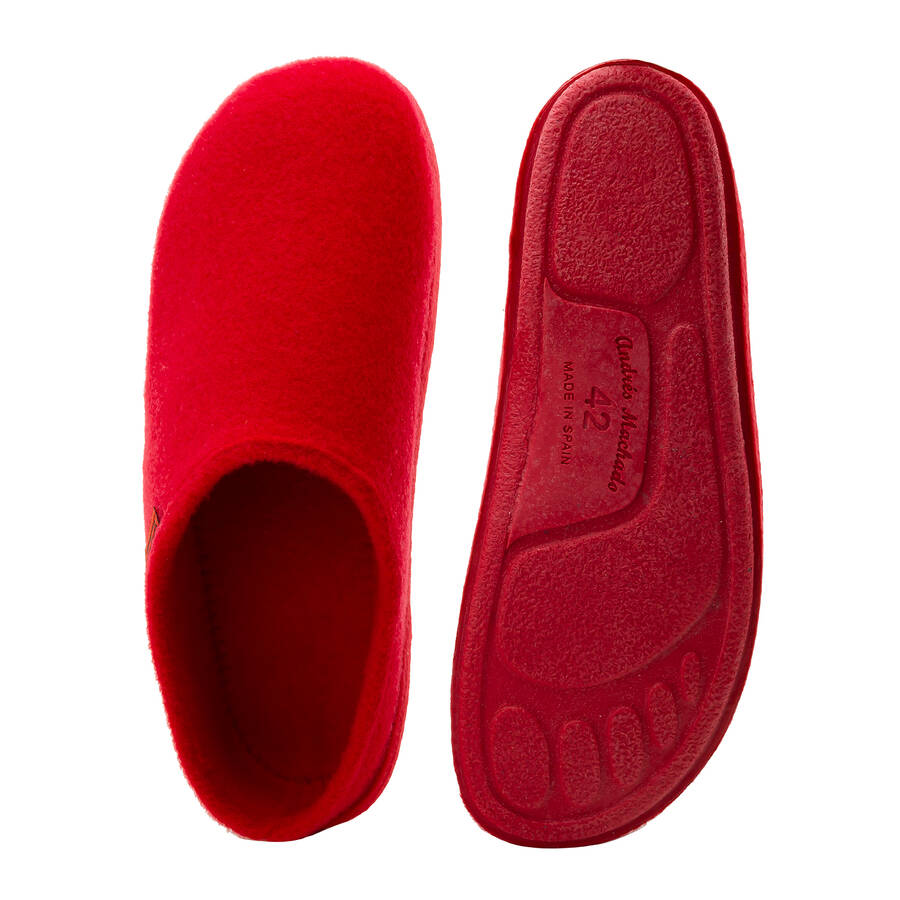 Very comfortable Red Felt Slippers with footbed 