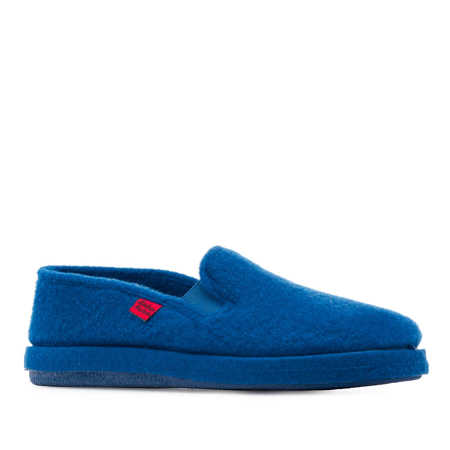 Deep Blue Alpine Felt Closed-Back Slippers 