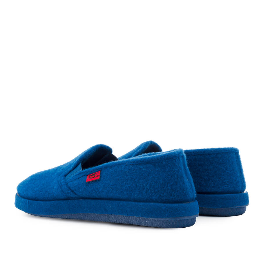 Deep Blue Alpine Felt Closed-Back Slippers 