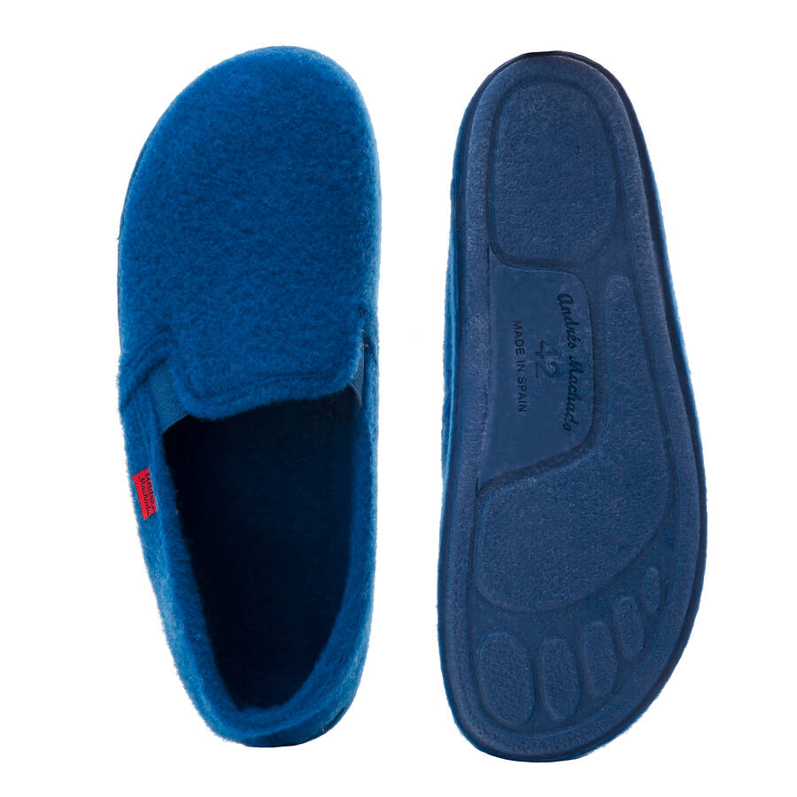 Deep Blue Alpine Felt Closed-Back Slippers 