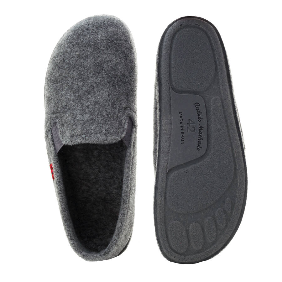 Grey Alpine Felt Closed-Back Slippers 