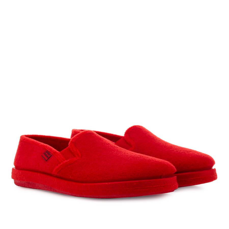 Red Alpine Felt Closed-Back Slippers 