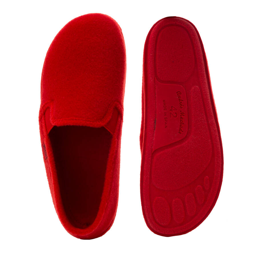 Red Alpine Felt Closed-Back Slippers 