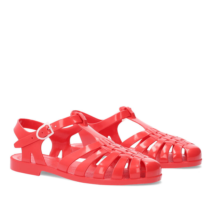 Red Plastic Water Sandals 