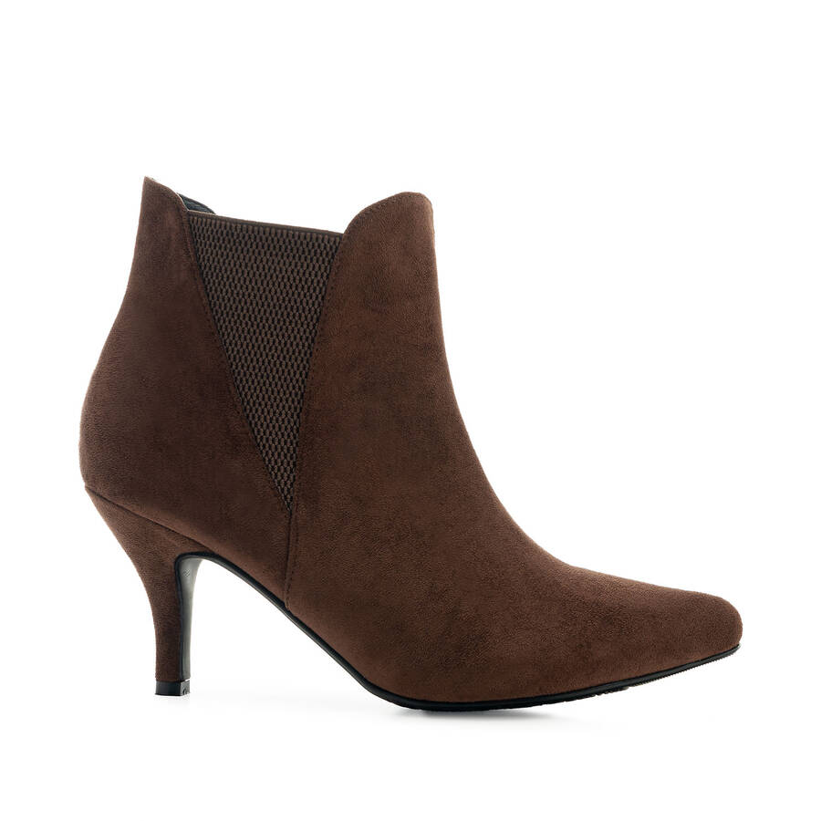 Stiletto Booties in Brown Suedette 