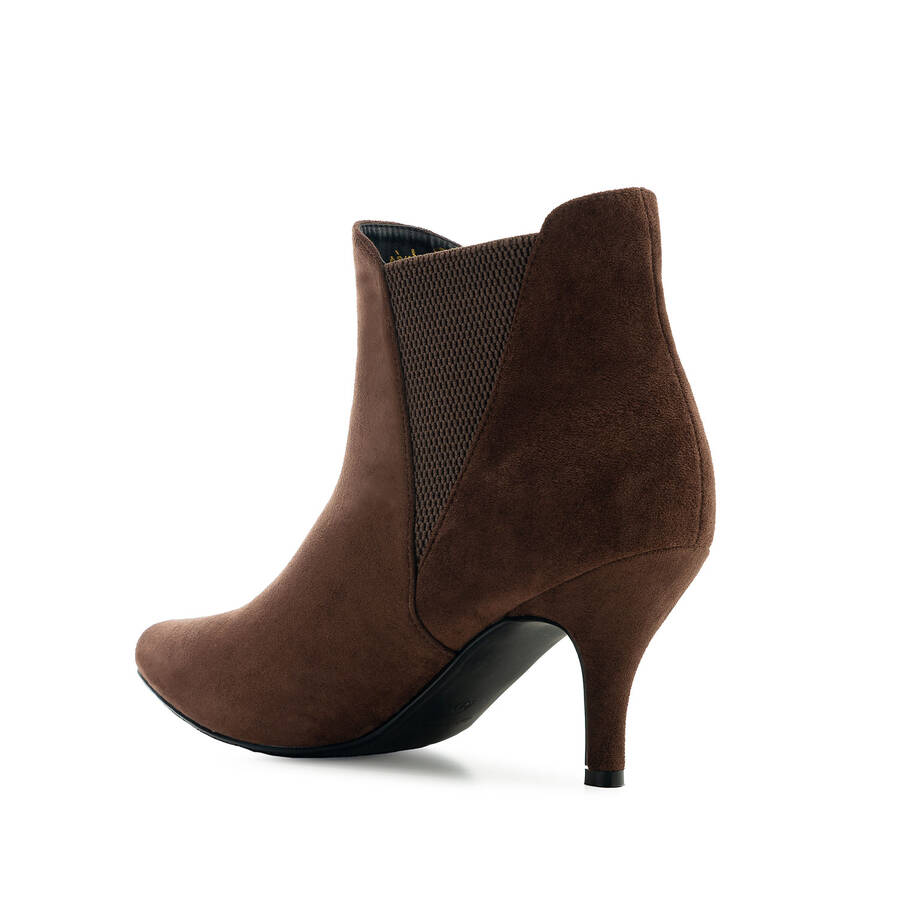 Stiletto Booties in Brown Suedette 