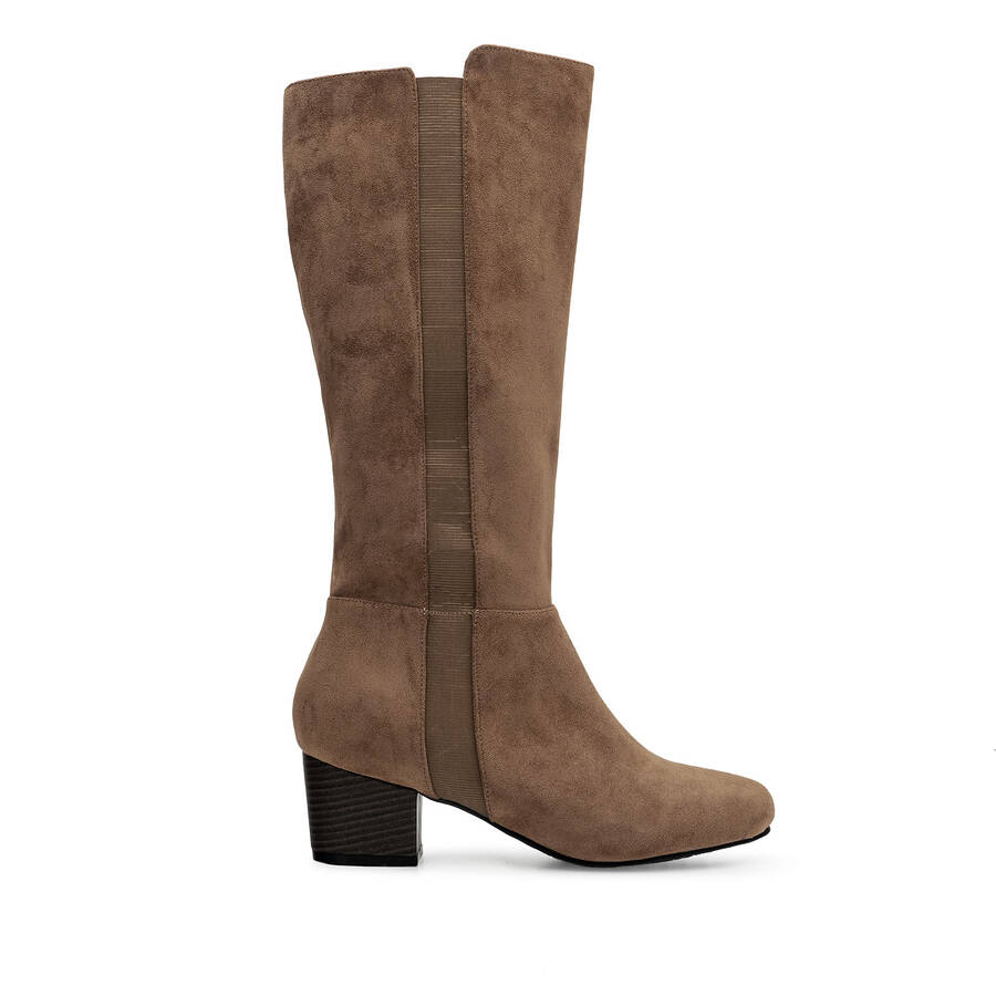 Mid-Calf Boots in Taupe Suedette 