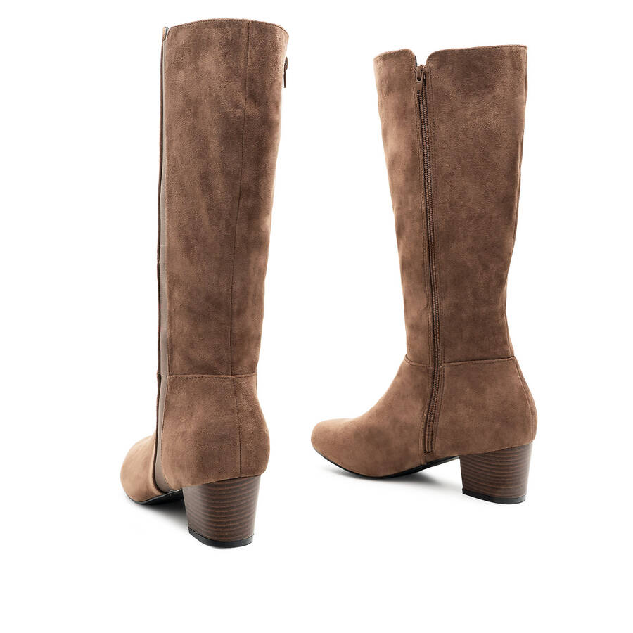 Mid-Calf Boots in Taupe Suedette 