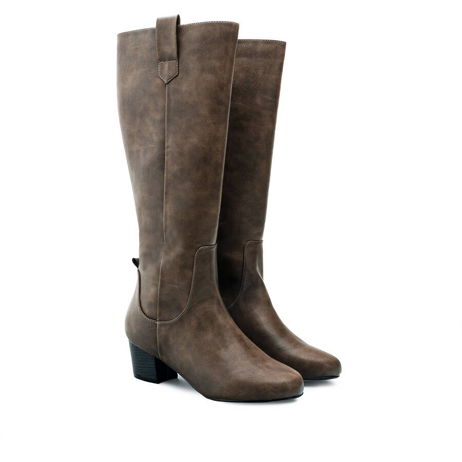 Mittelhohe Cowgirl Stiefel aus braunem Lederimitat 