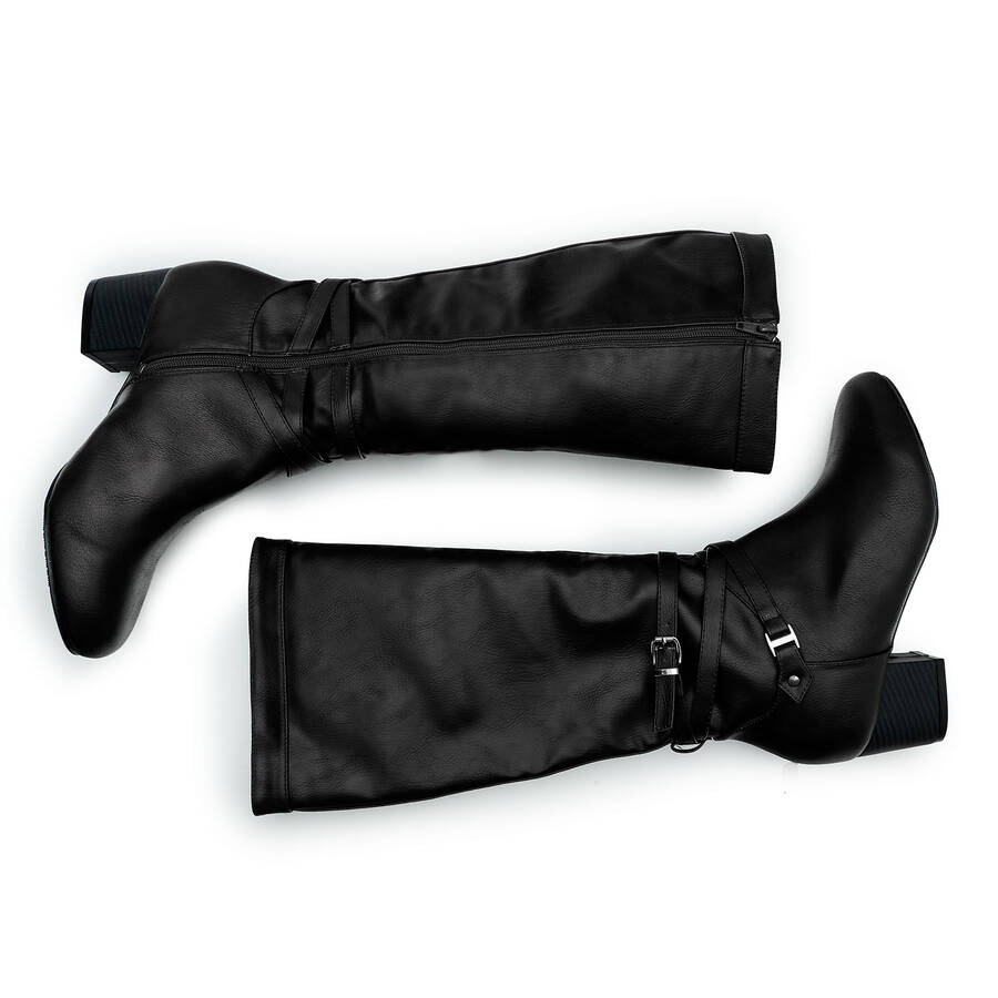 2-Buckled boots in Black Faux Leather 