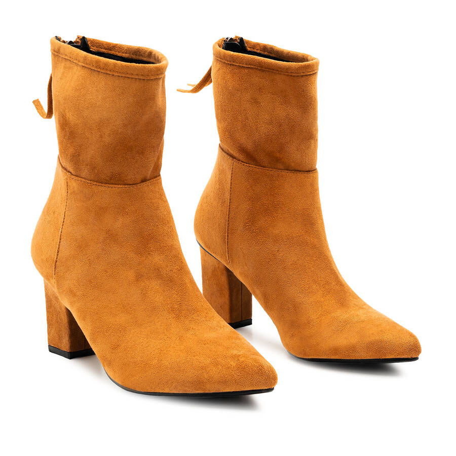 Mid-Calf Camel Suedette Booties 