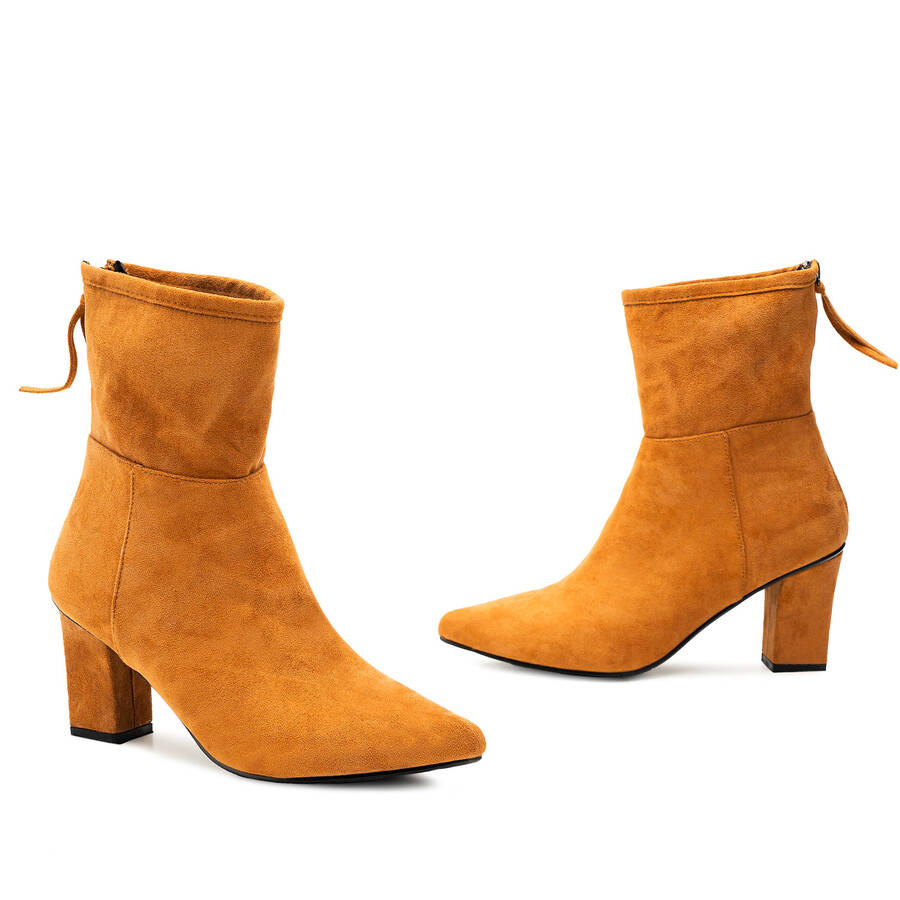 Mid-Calf Camel Suedette Booties 