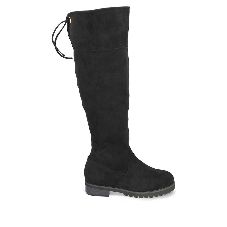 Flache Over Knee Boots in Schwarz 