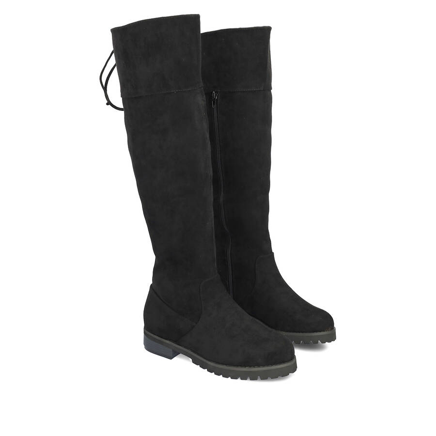 Flache Over Knee Boots in Schwarz 