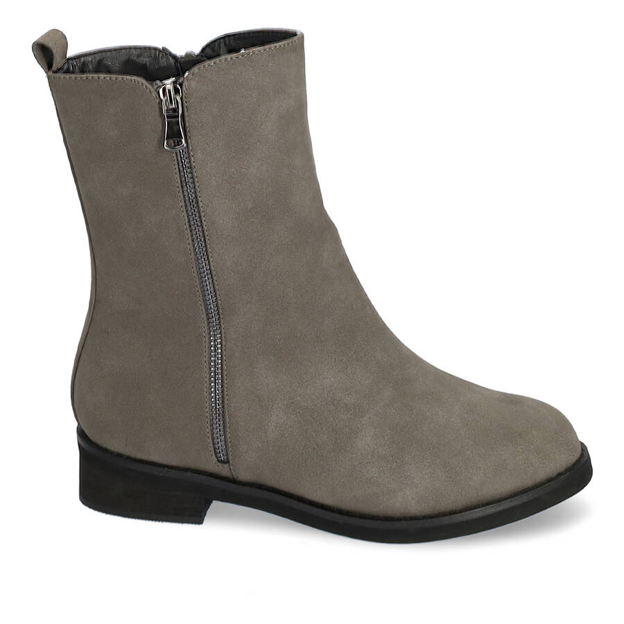 High-top booties in grey camel faux split leather 