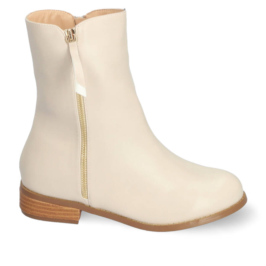 High-top booties in ivory faux leather 