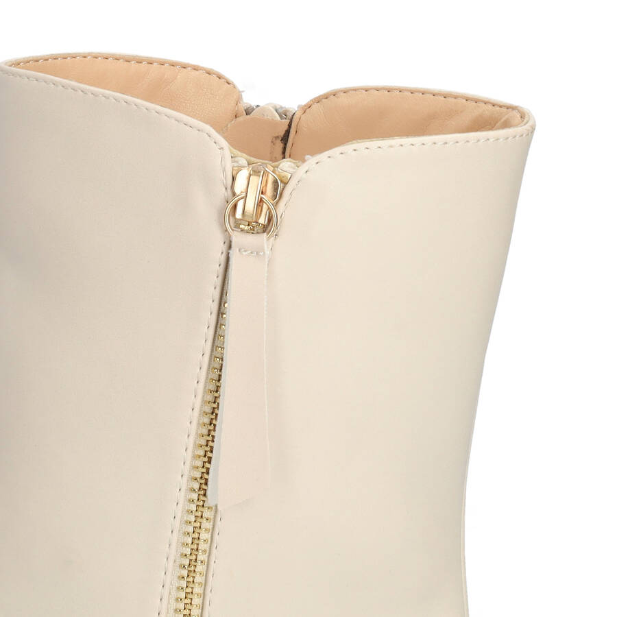 High-top booties in ivory faux leather 