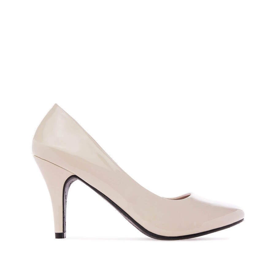 Elegant Beige Patent Pumps 