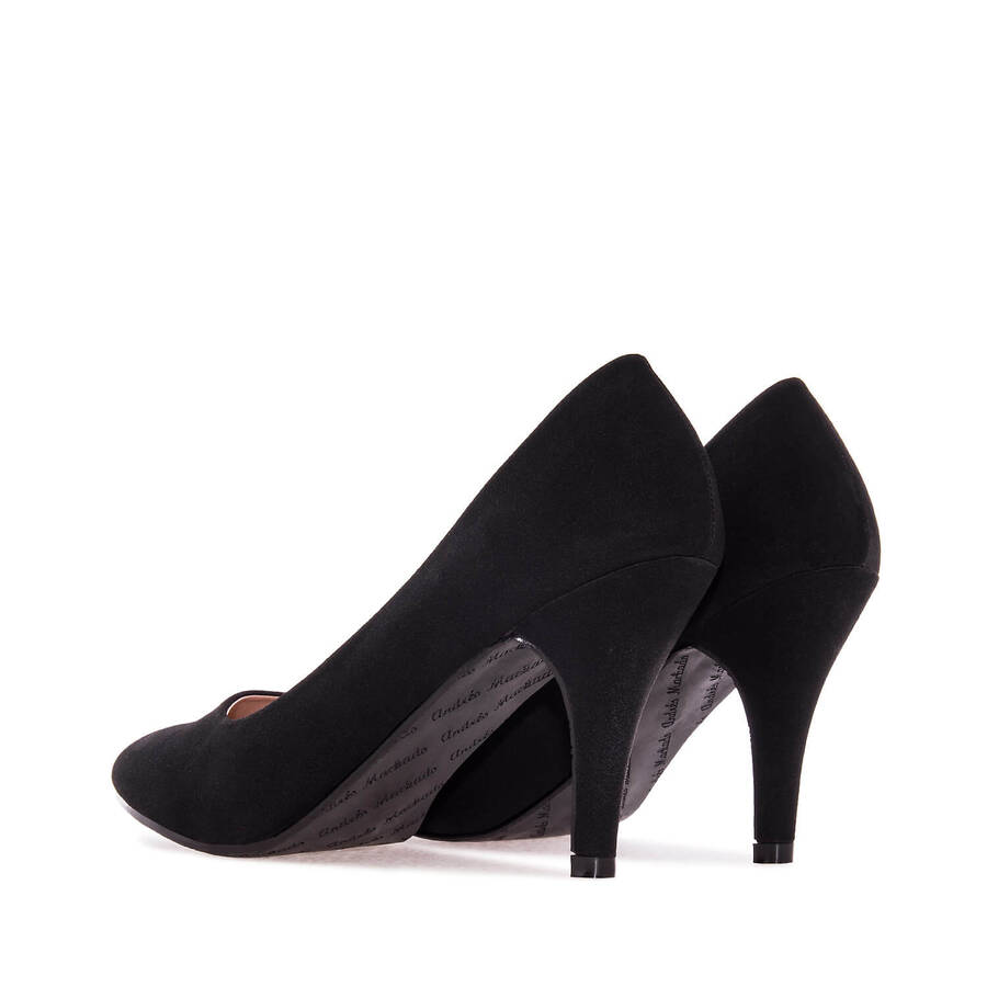 Retro High Heel Pumps in Black faux Nubuck 