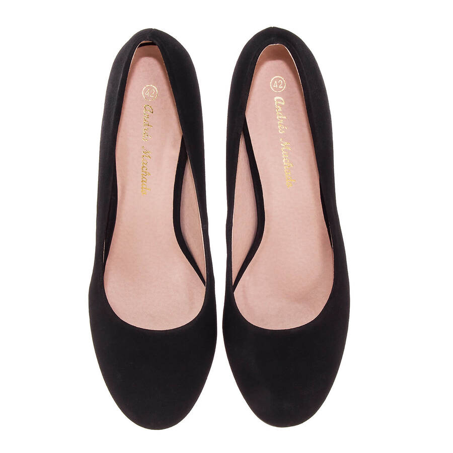 Retro High Heel Pumps in Black faux Nubuck 