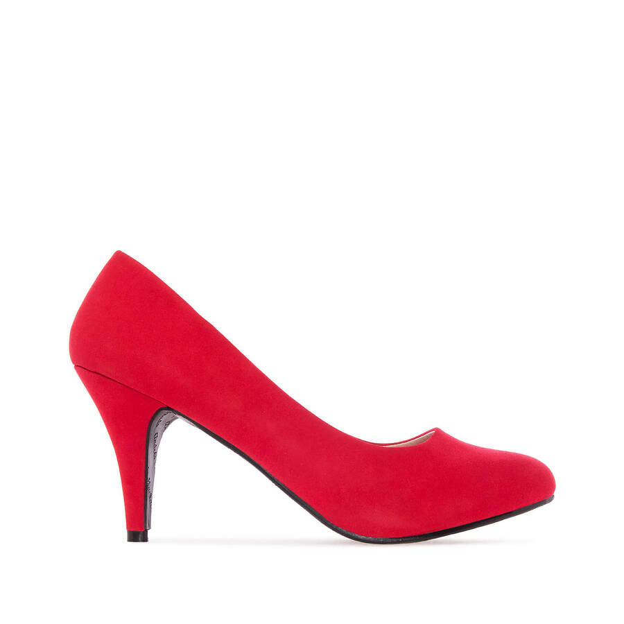 Retro High Heel Pumps in Red faux Nubuck 