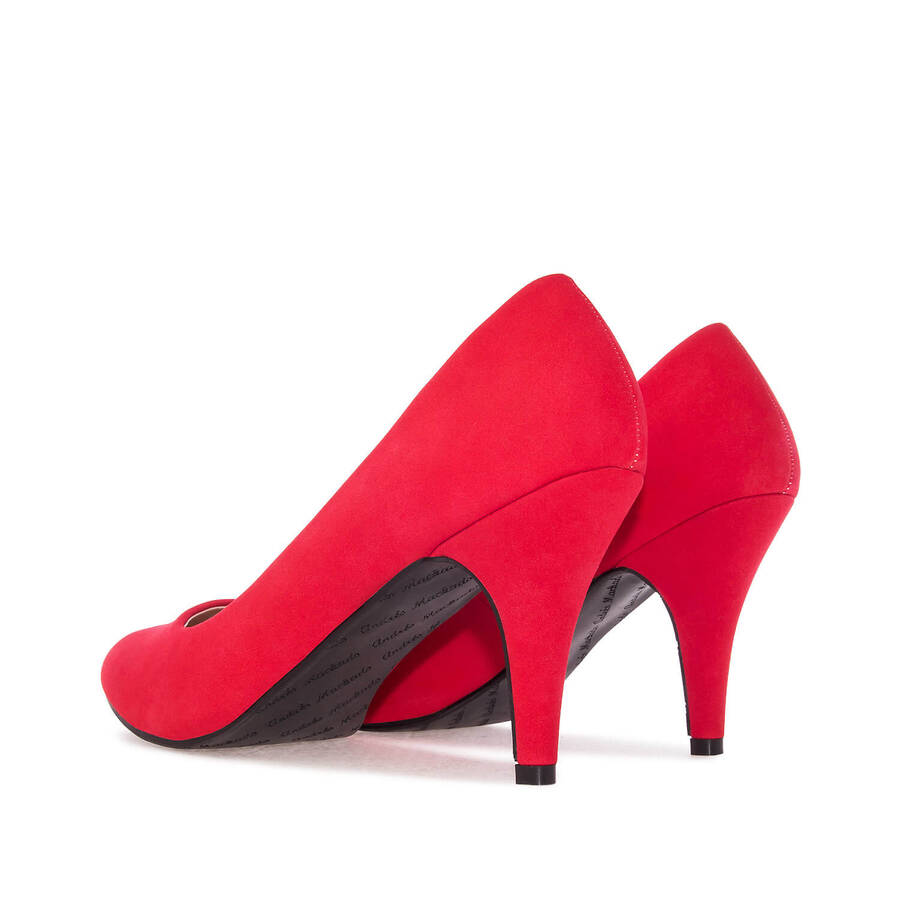 Retro High Heel Pumps in Red faux Nubuck 