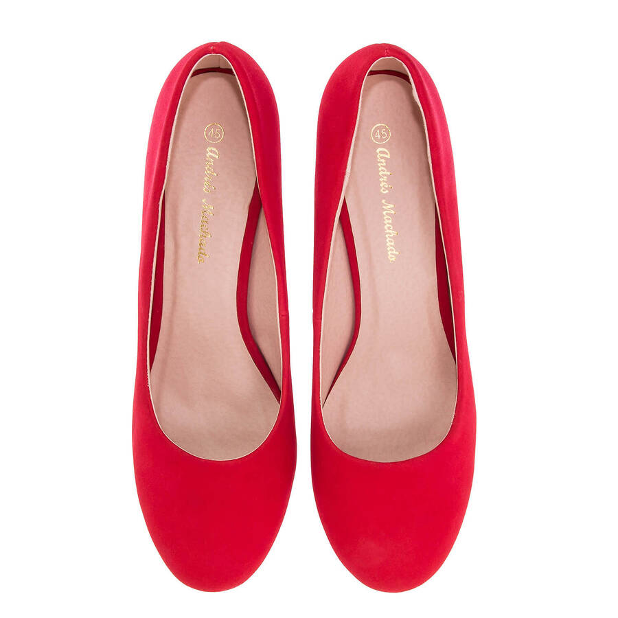 Retro High Heel Pumps in Red faux Nubuck 