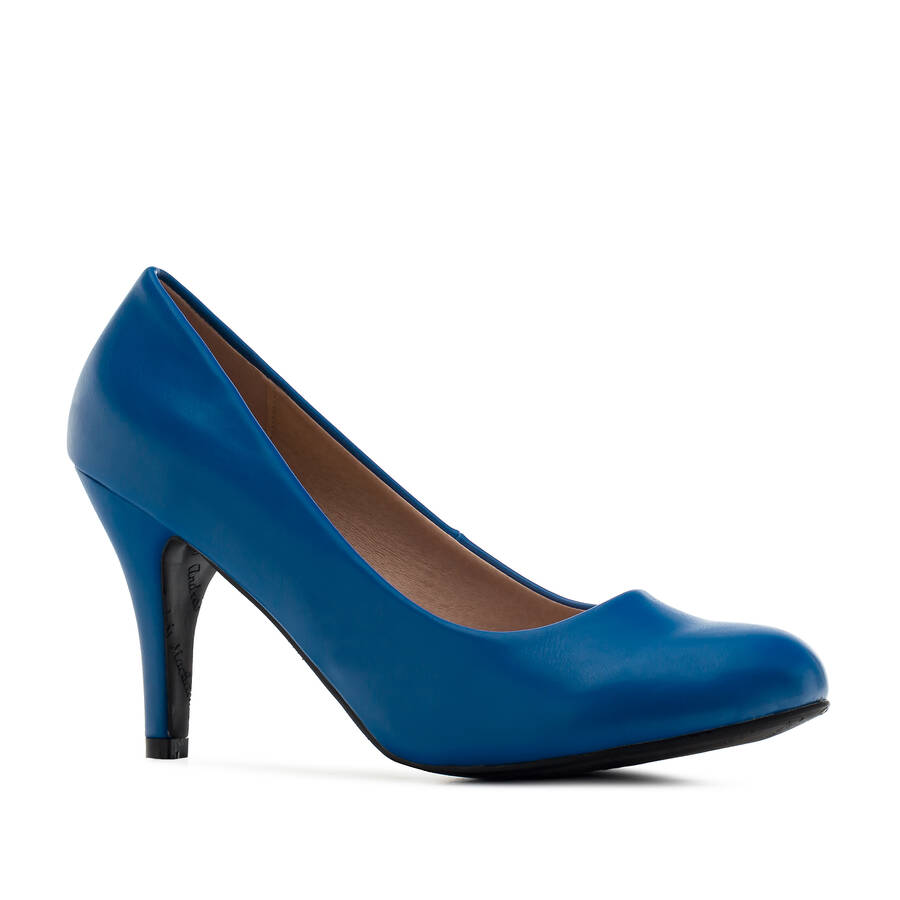 Retro Pumps in Deep Blue faux Soft-Leather 