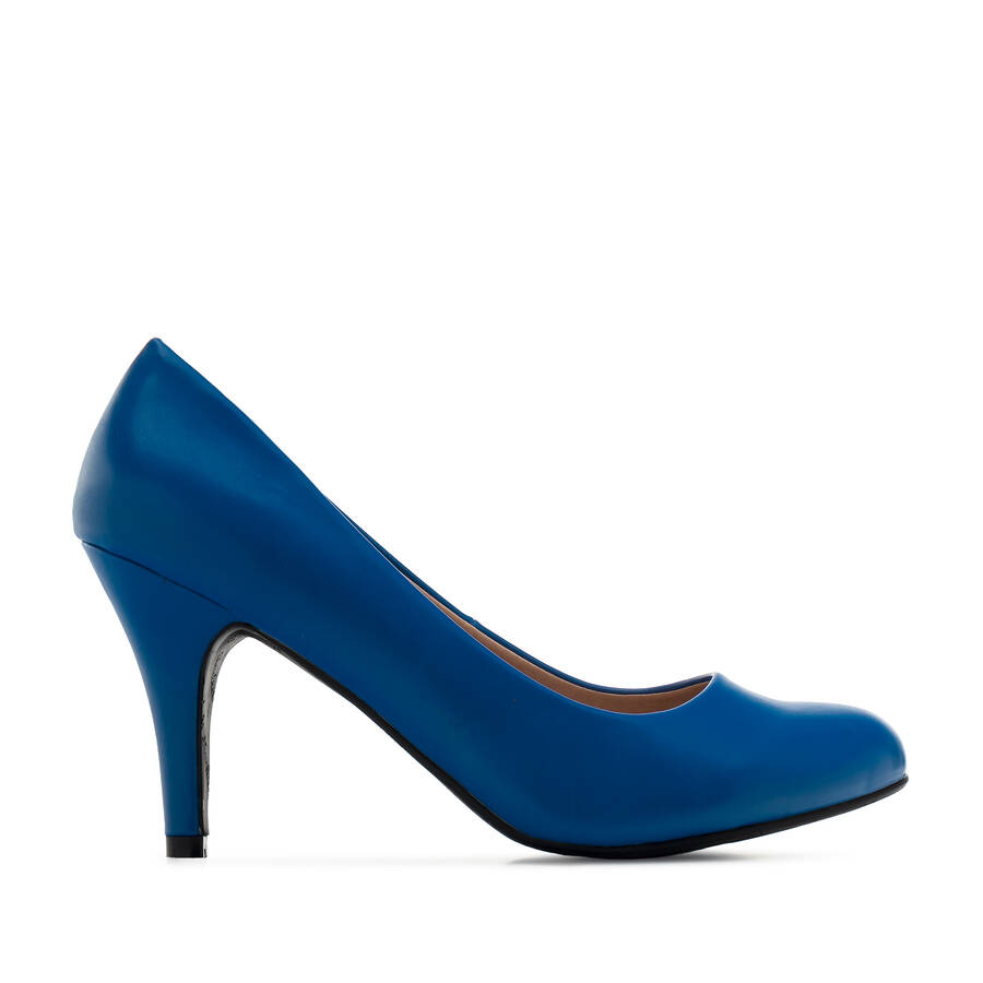 Retro Pumps in Deep Blue faux Soft-Leather 