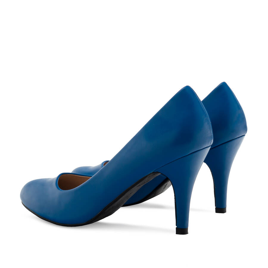 Retro Pumps in Deep Blue faux Soft-Leather 