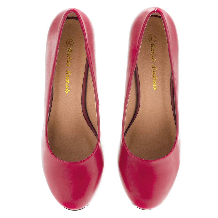 Retro Pumps in Fuchsia faux Soft-Leather 