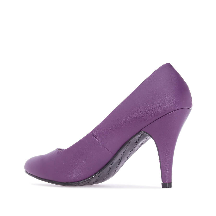 Retro High Heel Pumps in Purple faux Leather 