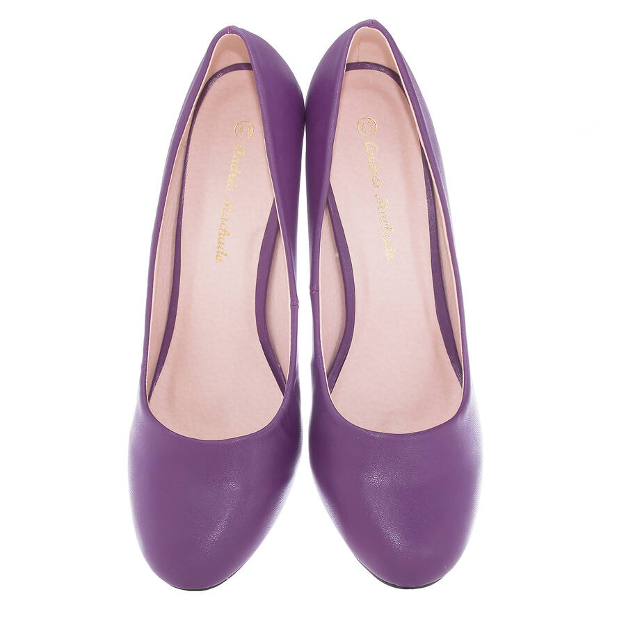 Retro High Heel Pumps in Purple faux Leather 