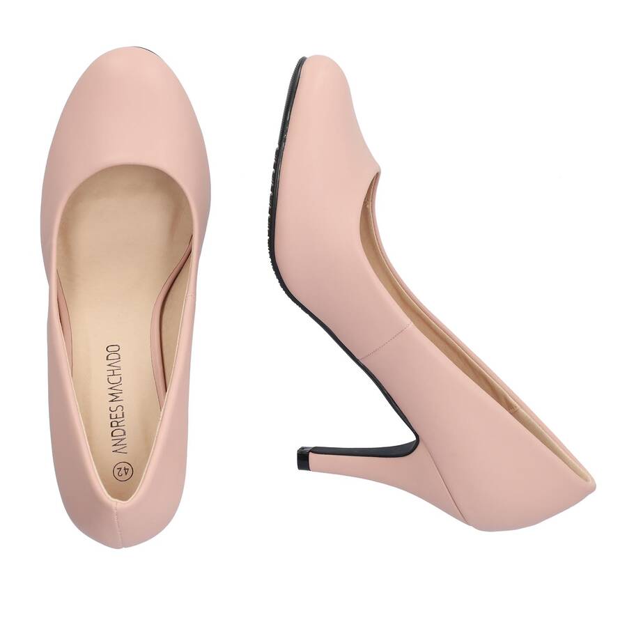 Retro High Heel Pumps in Pink faux Leather 