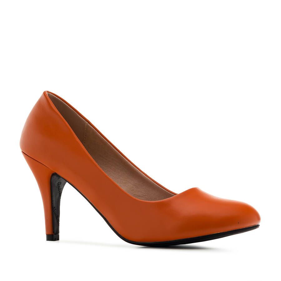 Retro Pumps in Orange faux Soft-Leather 