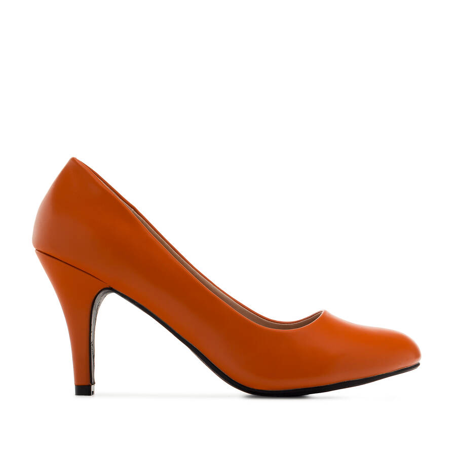 Retro Pumps in Orange faux Soft-Leather 