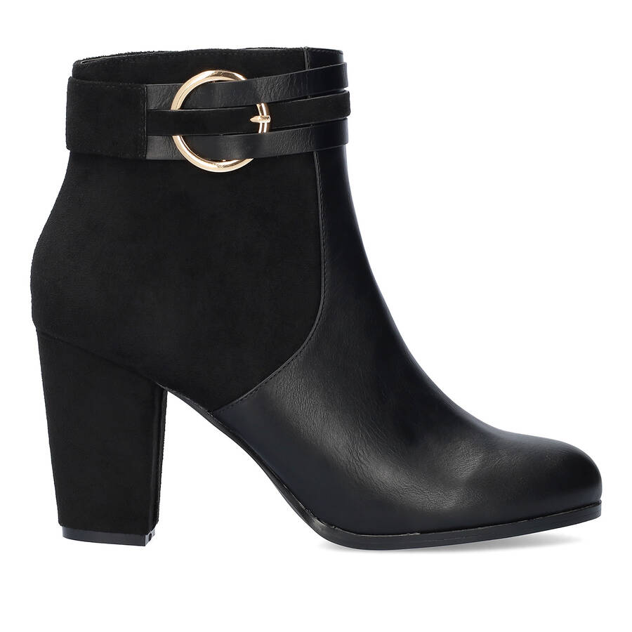 High heeled combined black colour bootie. 