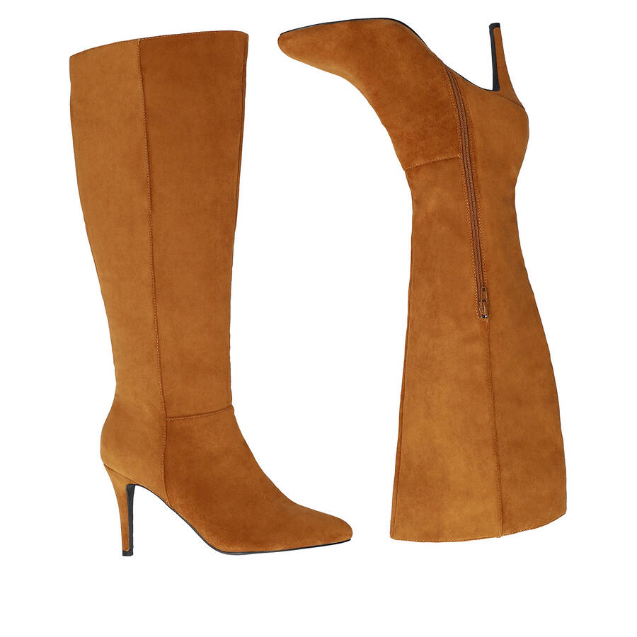 High-Calf boots in brown faux suede 