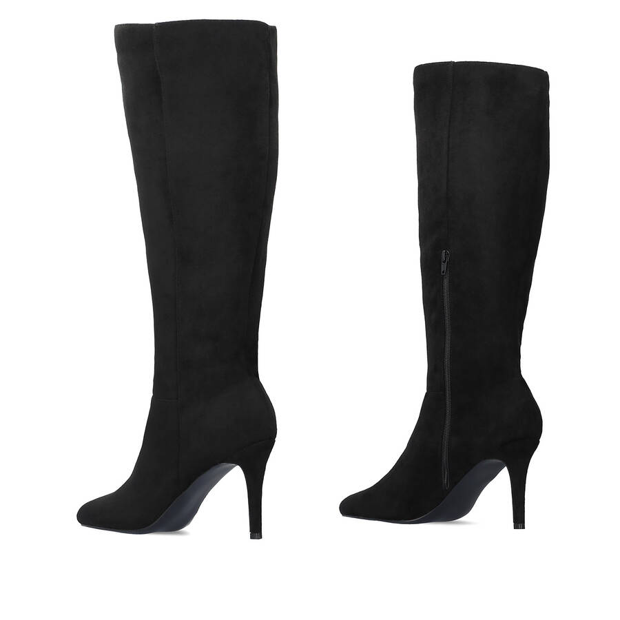 High-Calf boots in black faux suede 