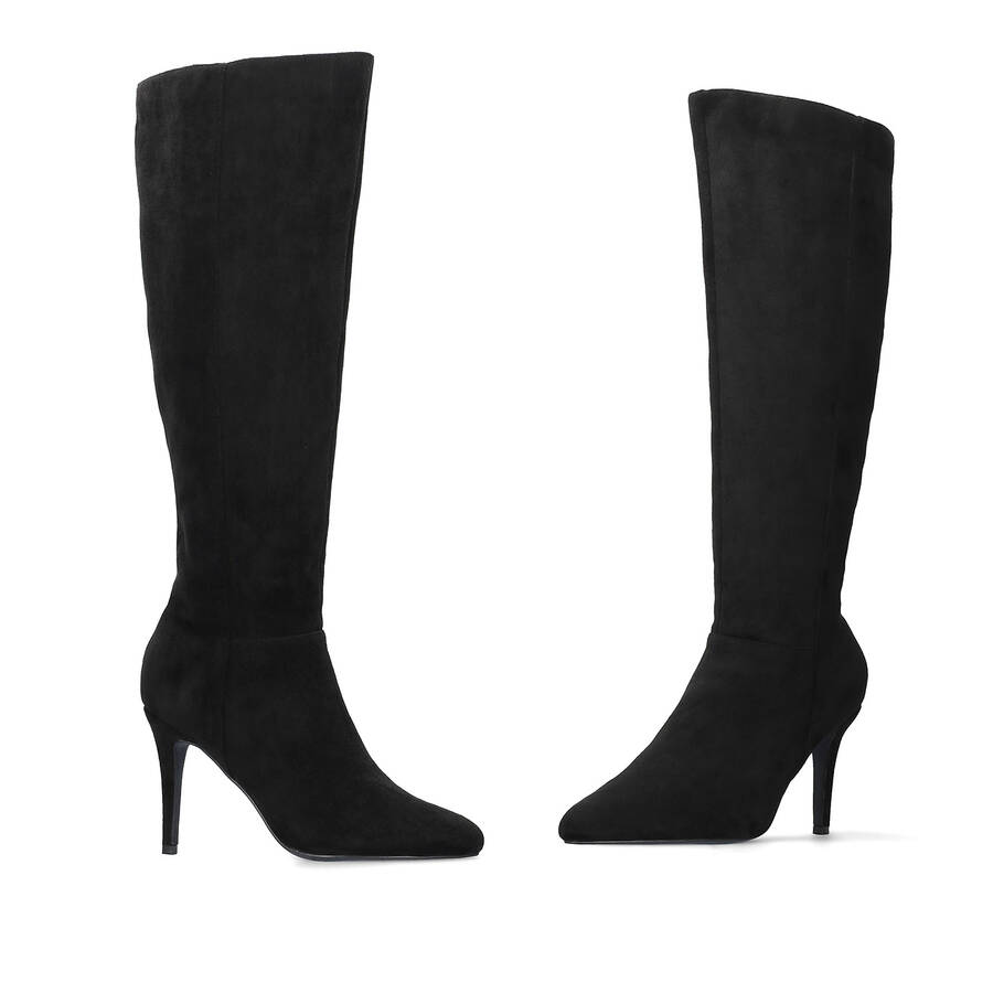 High-Calf boots in black faux suede 