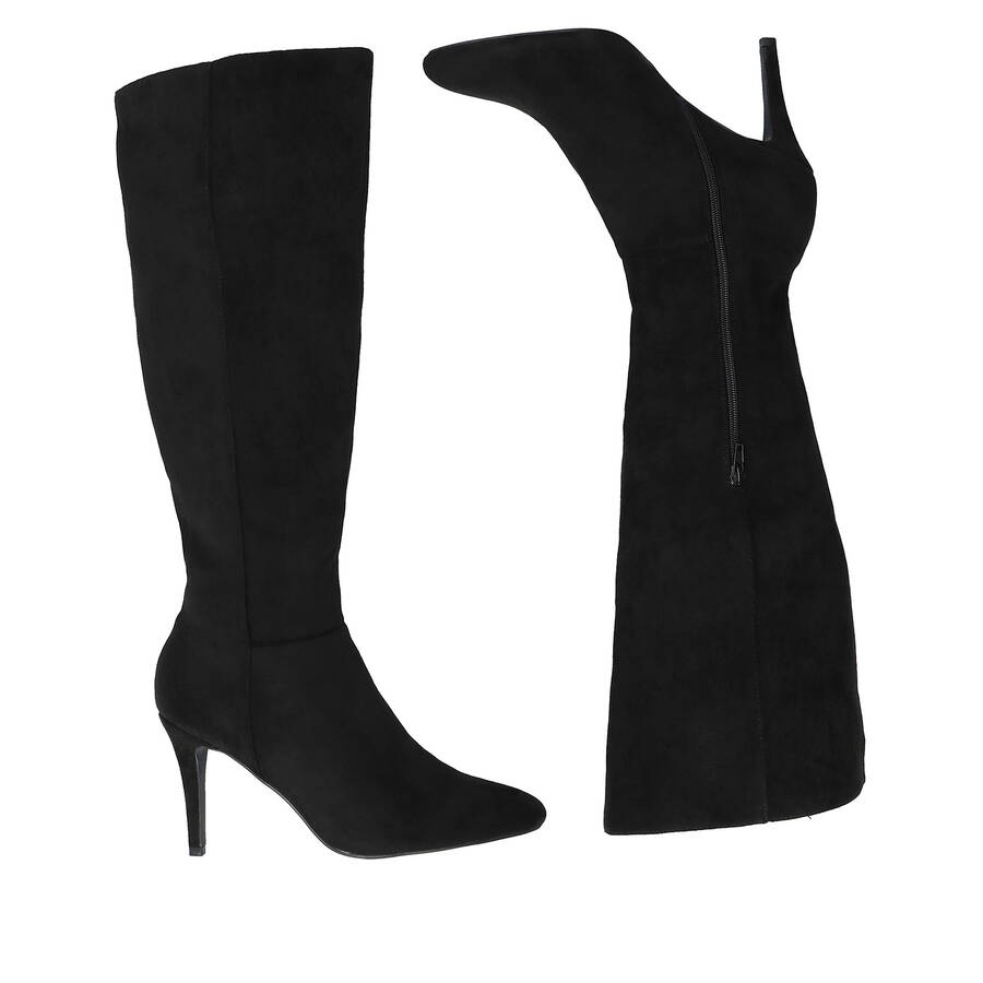 High-Calf boots in black faux suede 