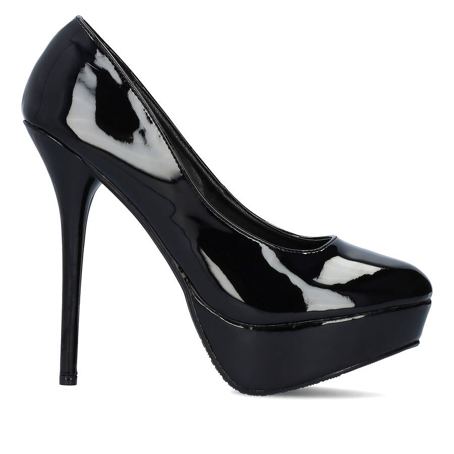 Black Patent Platform Pumps with Stiletto Heel 