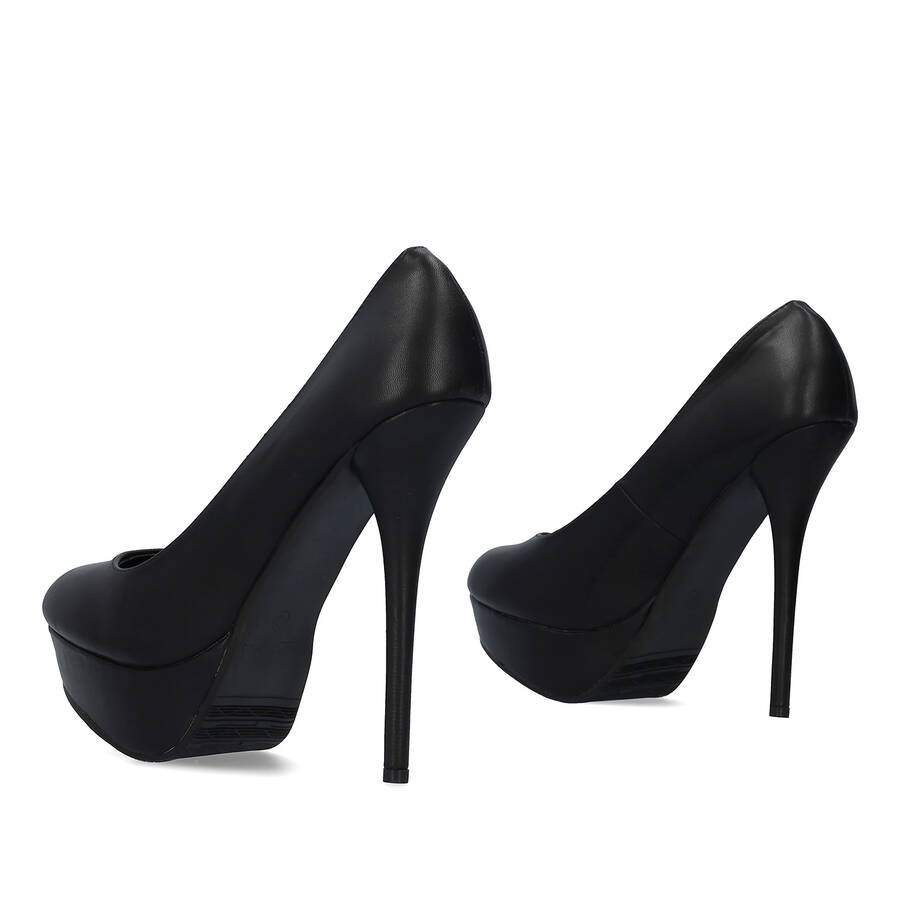 Schwarze Lederimitat High heels. 14 cm Absatz 