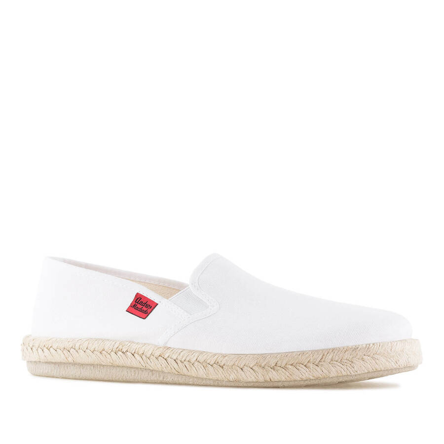 Mythical White Canvas Slip-On Shoes with Rubber and Jute Sole 