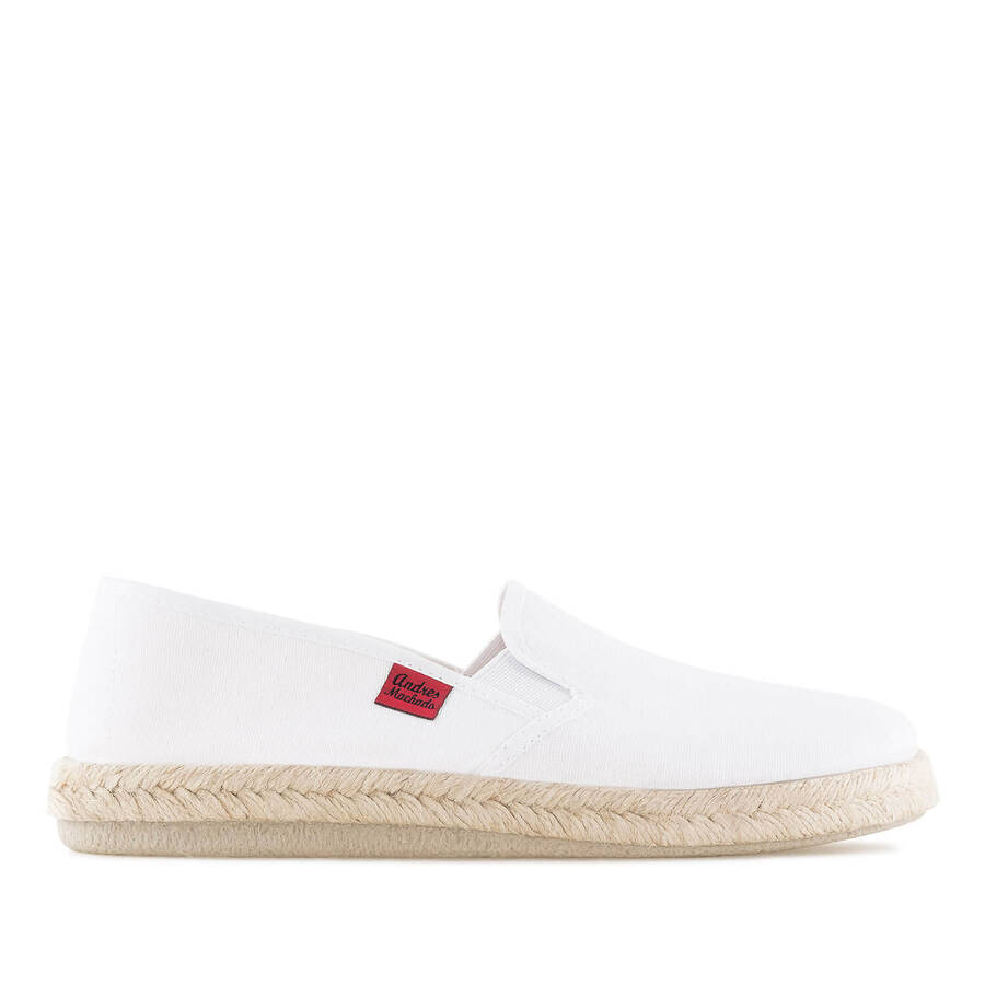 Mythical White Canvas Slip-On Shoes with Rubber and Jute Sole 