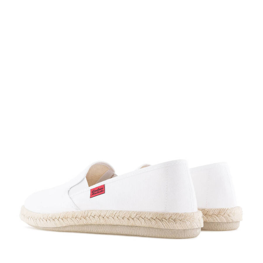 Mythical White Canvas Slip-On Shoes with Rubber and Jute Sole 