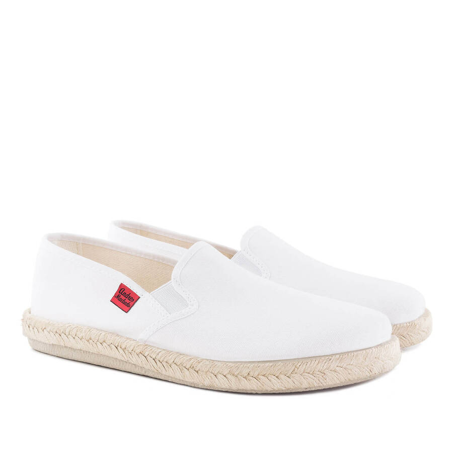 Mythical White Canvas Slip-On Shoes with Rubber and Jute Sole 