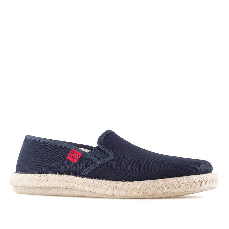 Mythical Navy Blue Canvas Slip-On Shoes with Jute and Rubber Sole 