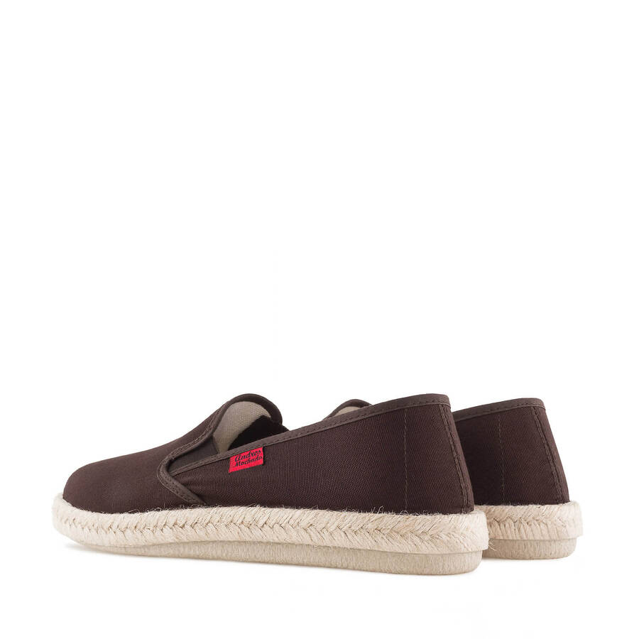 Mythical Brown Canvas Slip-On Shoes with Rubber and Jute Sole 