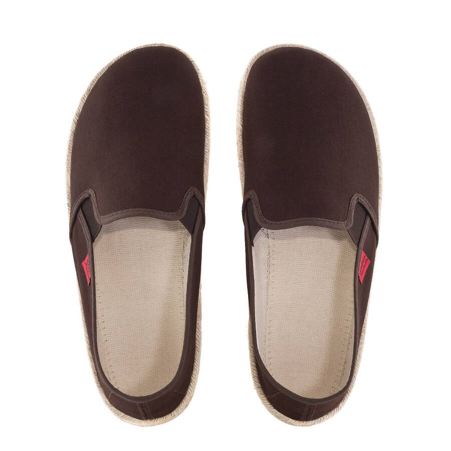 Mythical Brown Canvas Slip-On Shoes with Rubber and Jute Sole 